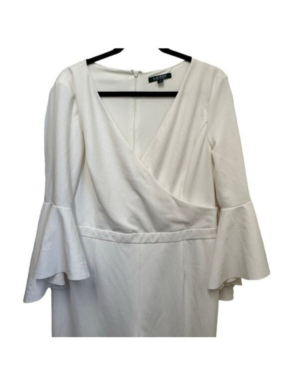 Lauren Ralph Lauren Jumpsuit Sz 16 Off White Bridal V Neck Wide Leg Frill Sleeve - Picture 3 of 10